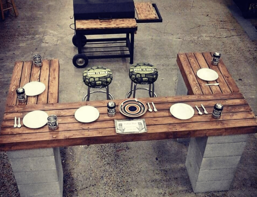 cinder block kitchen table